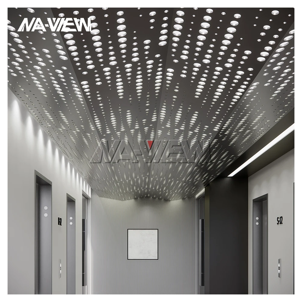 Newest Midcentury Design Aluminum Perforated Ceiling Panel Sound-Absorbing Interior Decoration baffle Ceiling