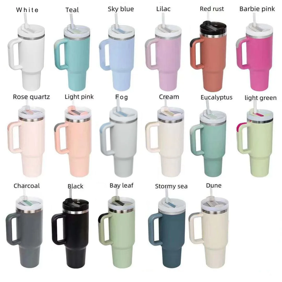 New Style Custom Logo H2.0 Stainless Steel 40oz Vacuum Insulated Travel Mug 40oz Tumbler with Handle, Lid and Straw