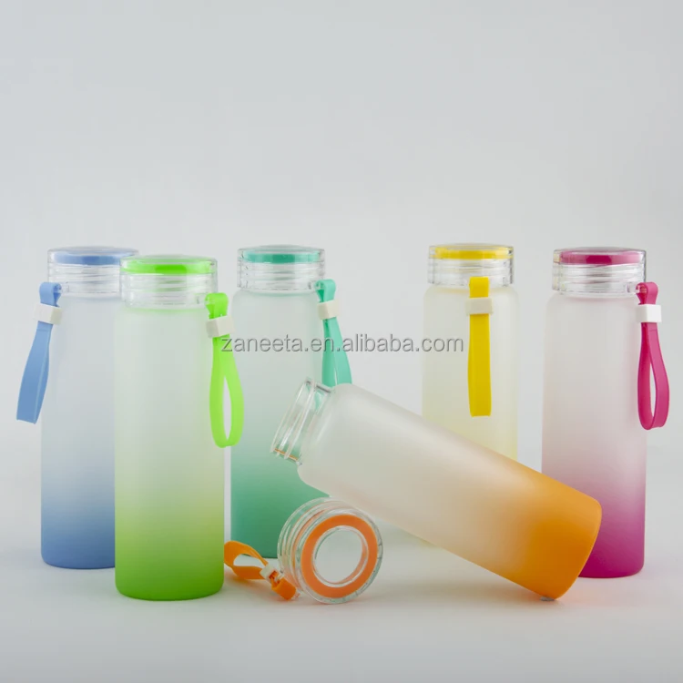 Blank Sublimation Custom Logo Frosted Gradient Color Frosted Glass Water Bottle