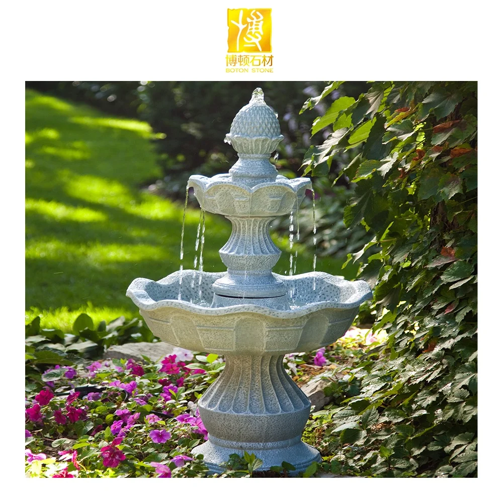 BOTON STONE Marble Water Fountain Outdoor Marble Fountain and Sculpture with Angel and Lion