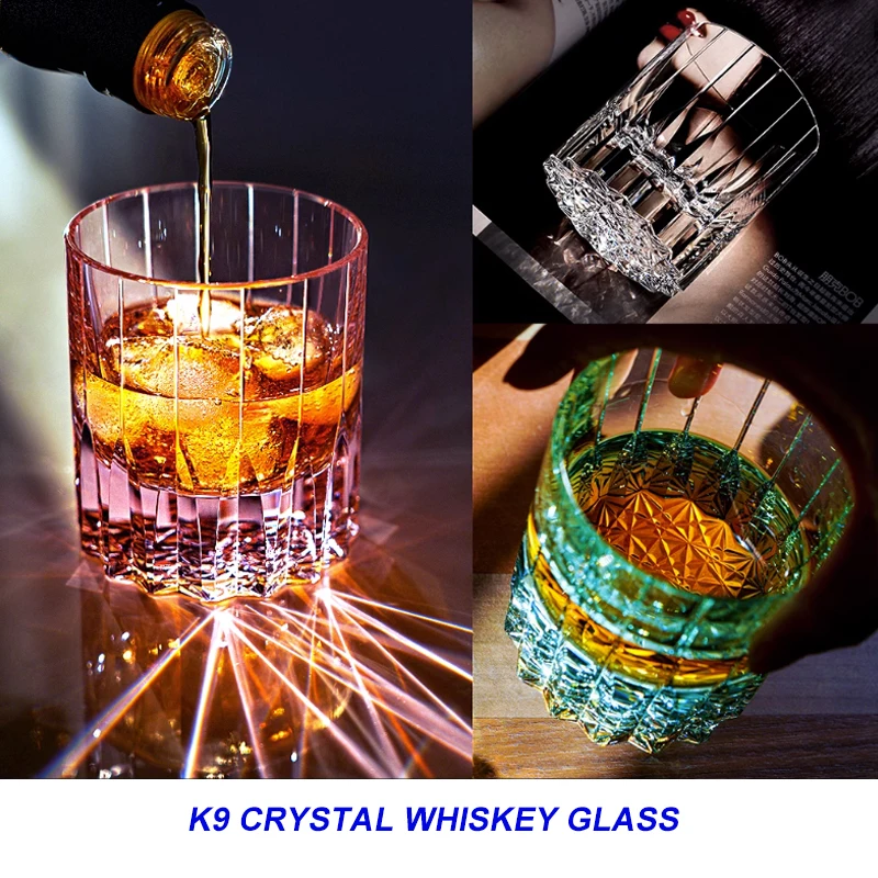 Luxury Lead Free Crystal Whiskey Glass Hand Carved Edo Kiriko Glasses 260ml/8oz for Christmas gift
