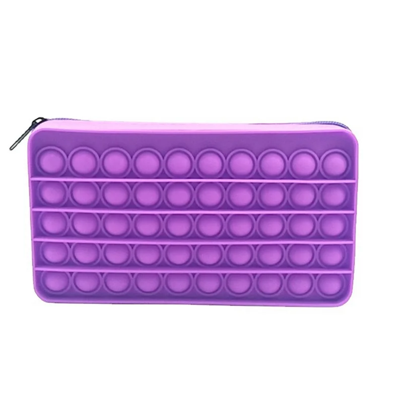 Silicone fidget push pop bubble toy pencil bag stress relief student kit pop pencil case