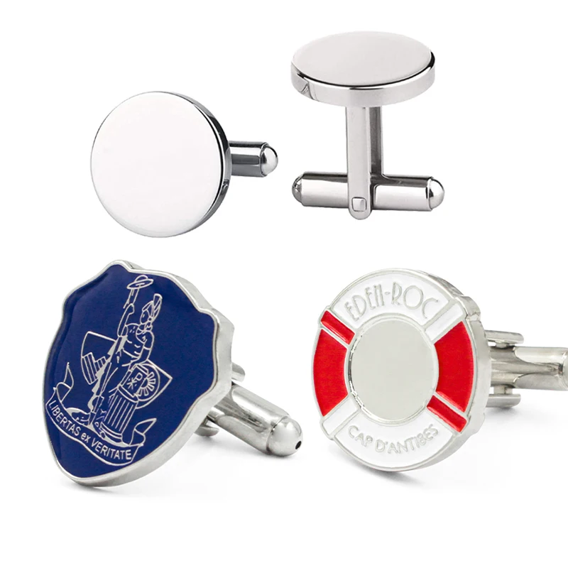 Manufacturer Supplier Customised Logo Metal Cuff Links Men Cufflinks And Tie Clips 20mm Blank Cufflink And Tie Clip Gift Box