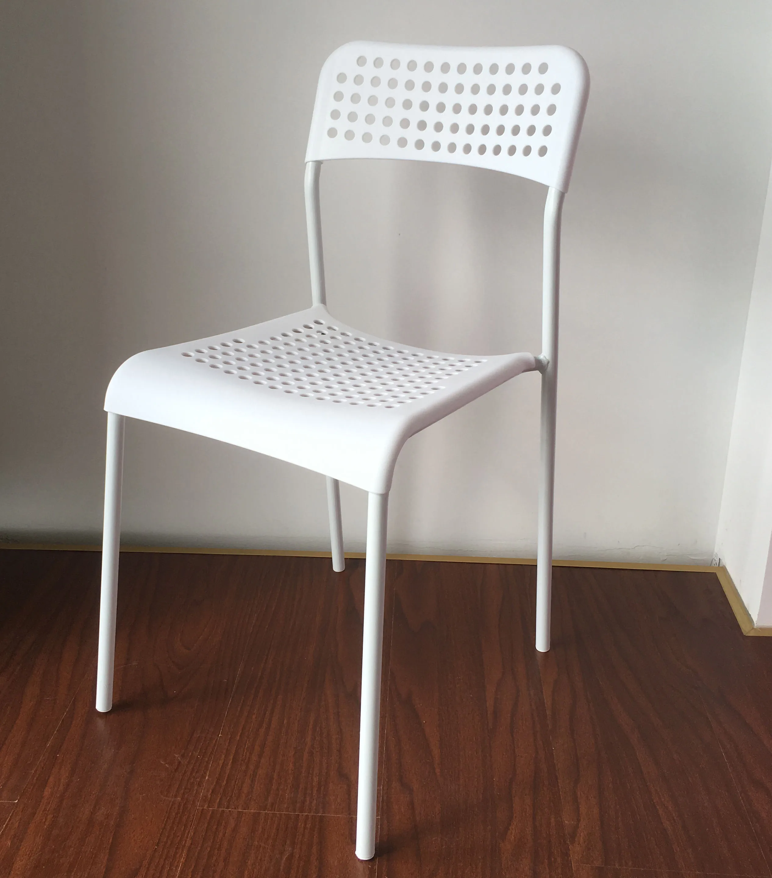 Home Furniture Steel Plastic Modern Furniture Dining Room Furniture Square Monoblock Chair Dining Chair Metal Leg Assemble
