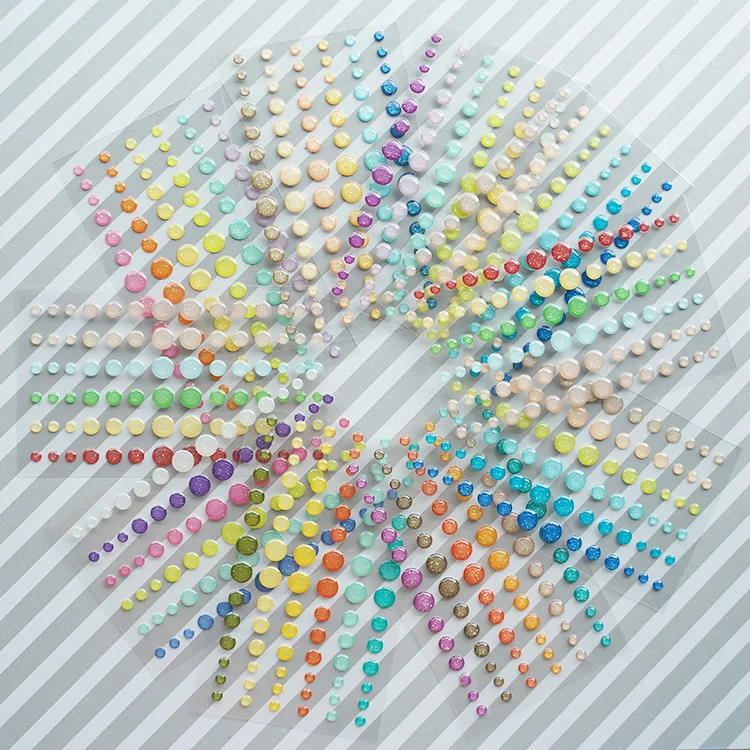 Custom Self Adhesive Sparkle Glitter Enamel Dots Stickers for Scrapbooking DIY Crafts Card Making Decoration