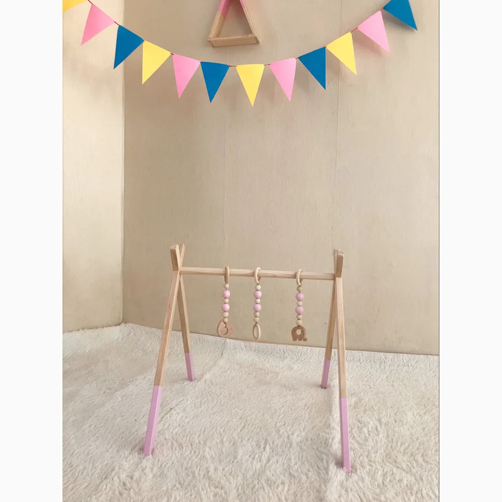 
Fessyc Wood Baby Gym with 3 Wooden Baby Teething Toys fitness frame children educational toys baby play gym 