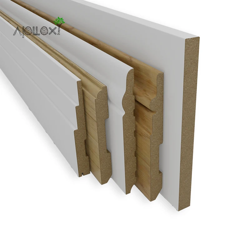 Apolloxy Manufacturer 120Mm 150Mm Floor Skirting Wooden Baseboard Skirting Board Pvc Mdf Skirting