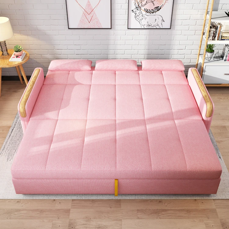 Nordic Wholesale Customized Fabric Sofa Cum Bed Leisure Couch Upholstered Sofa Bed With Ottoman