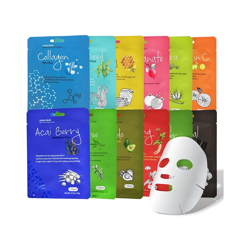 Private Label Guangzhou Face Sheet Masks Vegan Skincare Beauty Mascara Facial Sheet Face Masks Hyaluronic Honey Sheet Mask