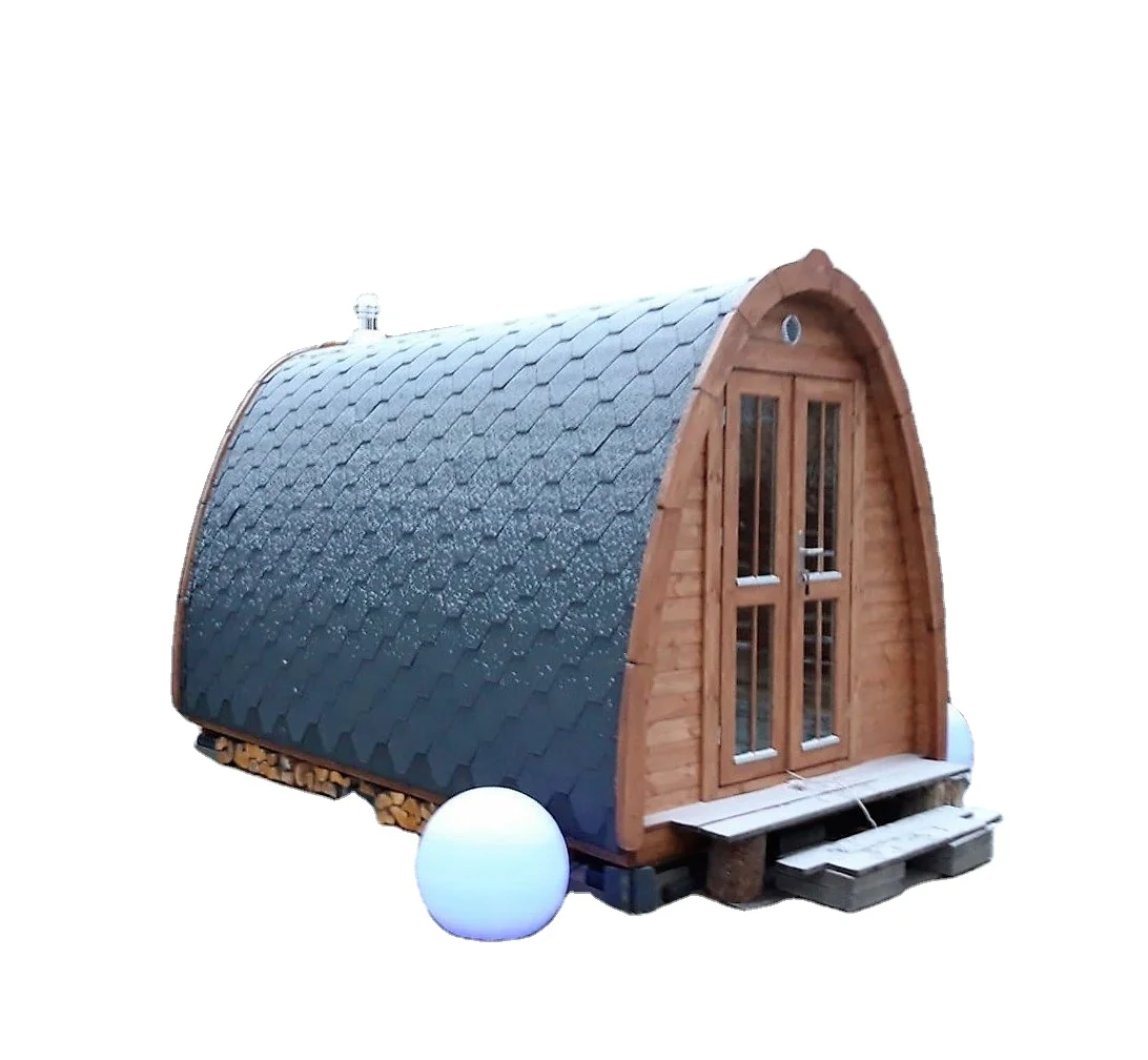 Outdoor sauna rain drop tradition cedar wood outdoor dome sauna dry steam room barrel sauna with panoramic wood fired stove
