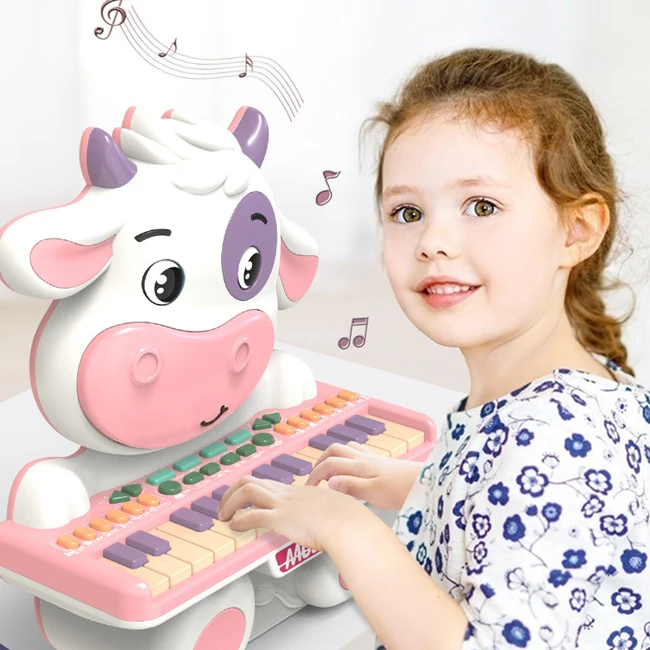 Exquisite carton piano toys educational musical instrument set cute piano toy children with music light and recording