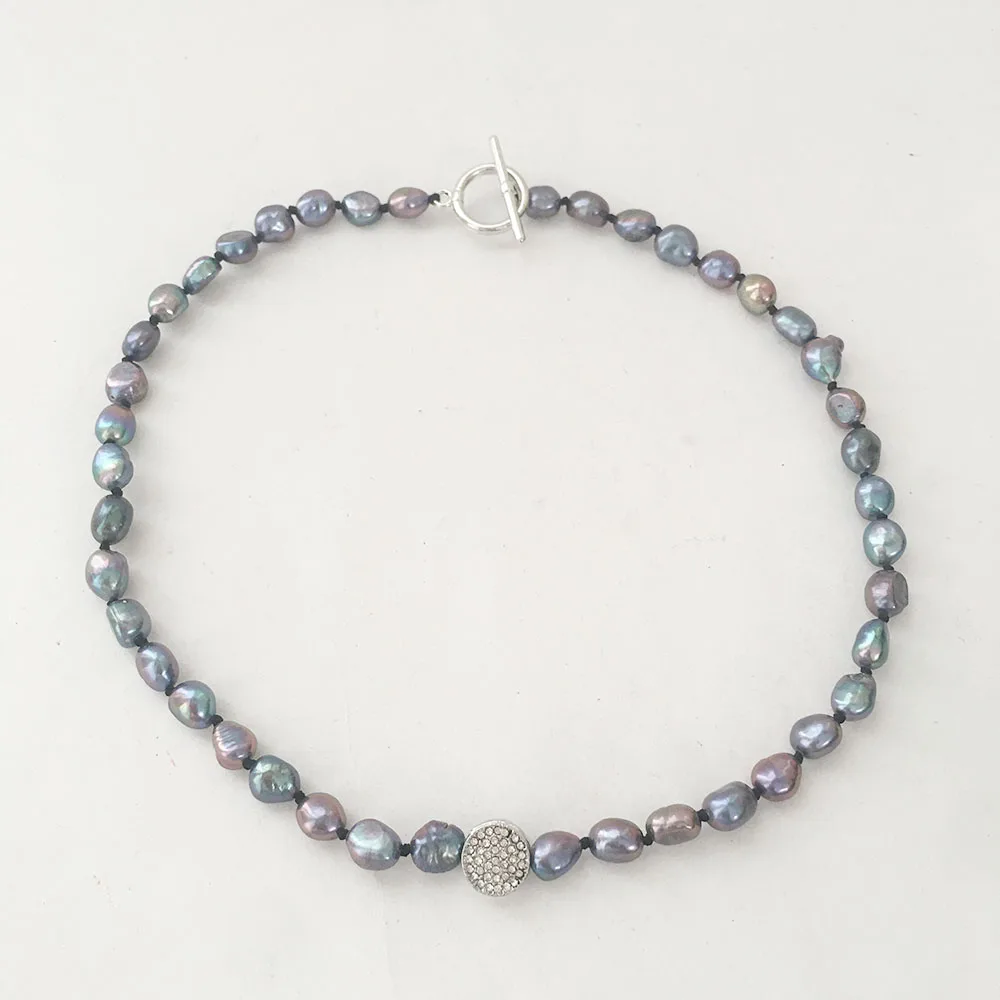 fashion choker necklace ,100%  freshwater pearl ,6.3.-7.3 MM diamond baroque pearl, 7-10 mm length