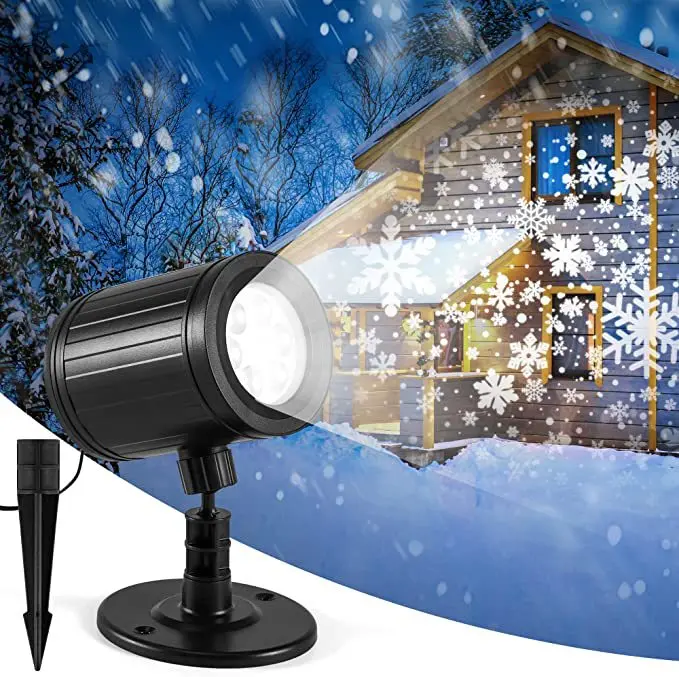 Single-barrel Christmas Light Outdoor Snow Projection Lights Waterproof Rotating Snow Flower Projection Lamp