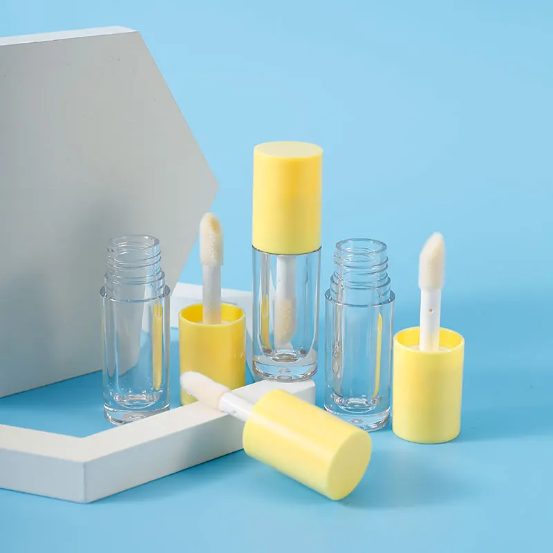 yellow lip gloss wand tubes sample size , round acrylic lip gloss tube with brush tip , 8ml lip gloss containers tube 10000