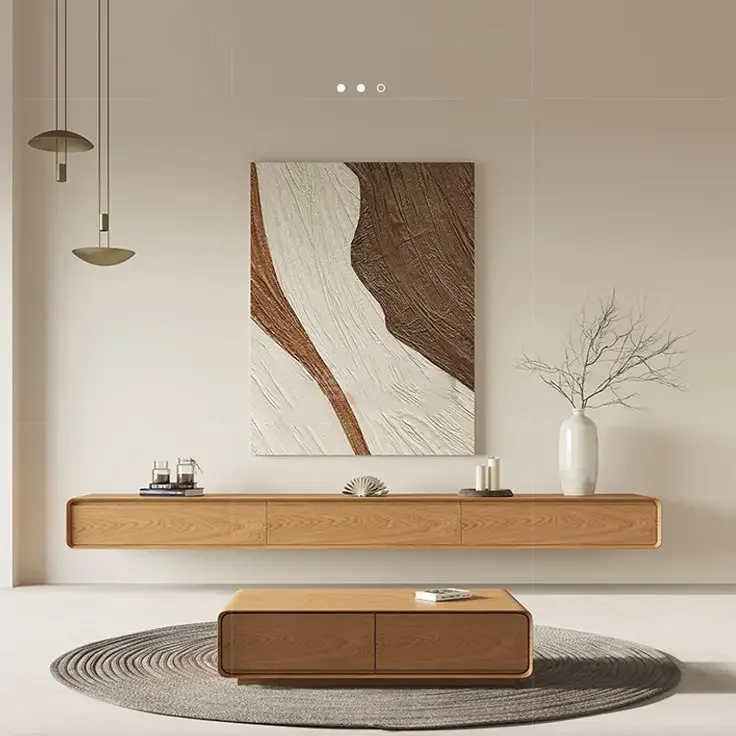 Atunus Home Office Bar Hotel library Living room furniture classic modern natural oak wood tv table and tv stand set