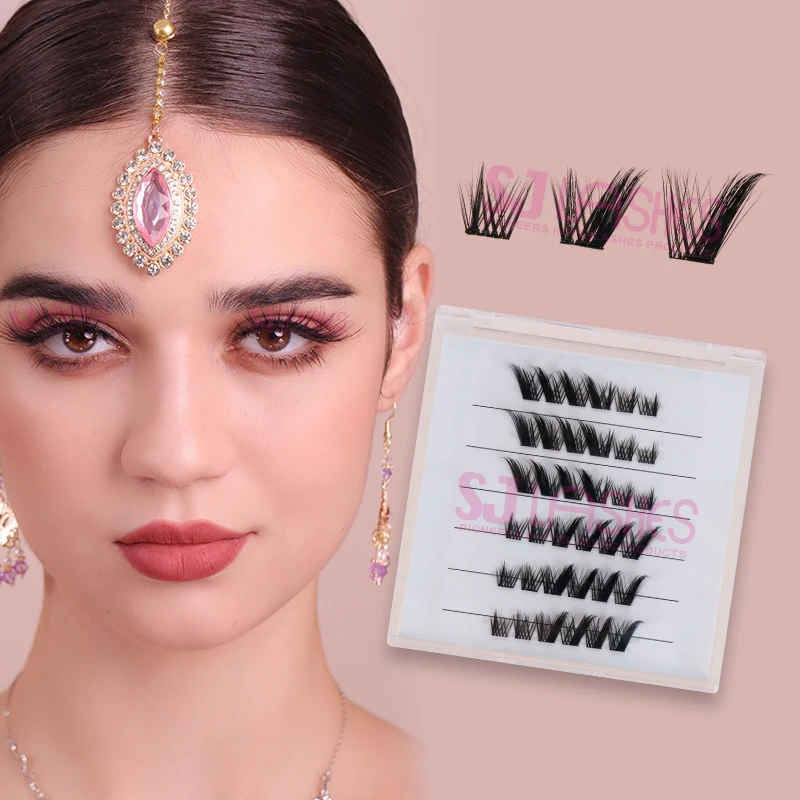 Press On Lash Cluster Foxy Eye Pre-Glued Cluster Eyelash L Curl Lightweight Prebond Pop On Cluster Lashes