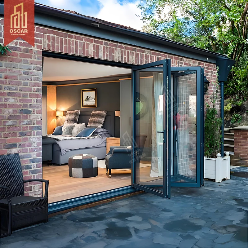 Oscaracso Exterior Conceal Pocket Slide Doors Inside Stacking Sliding Patio Door Large Double Tempered Aluminumdoor Hidden Glass