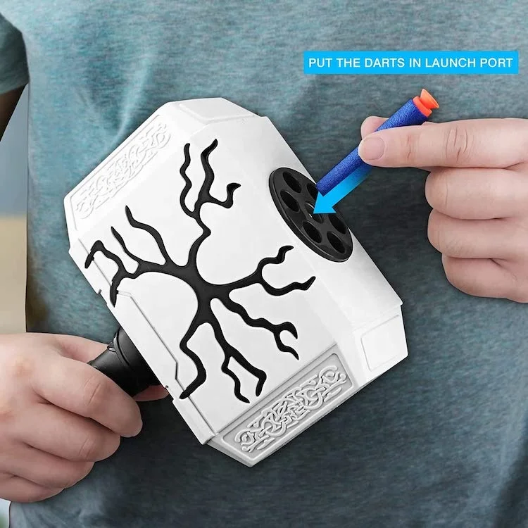 New Arrivals Thor4 Hammer Foam Blaster Toy Gun for Kids Adults Roleplay Games  Mjolnir with Lights and Customizable Soft Bullets