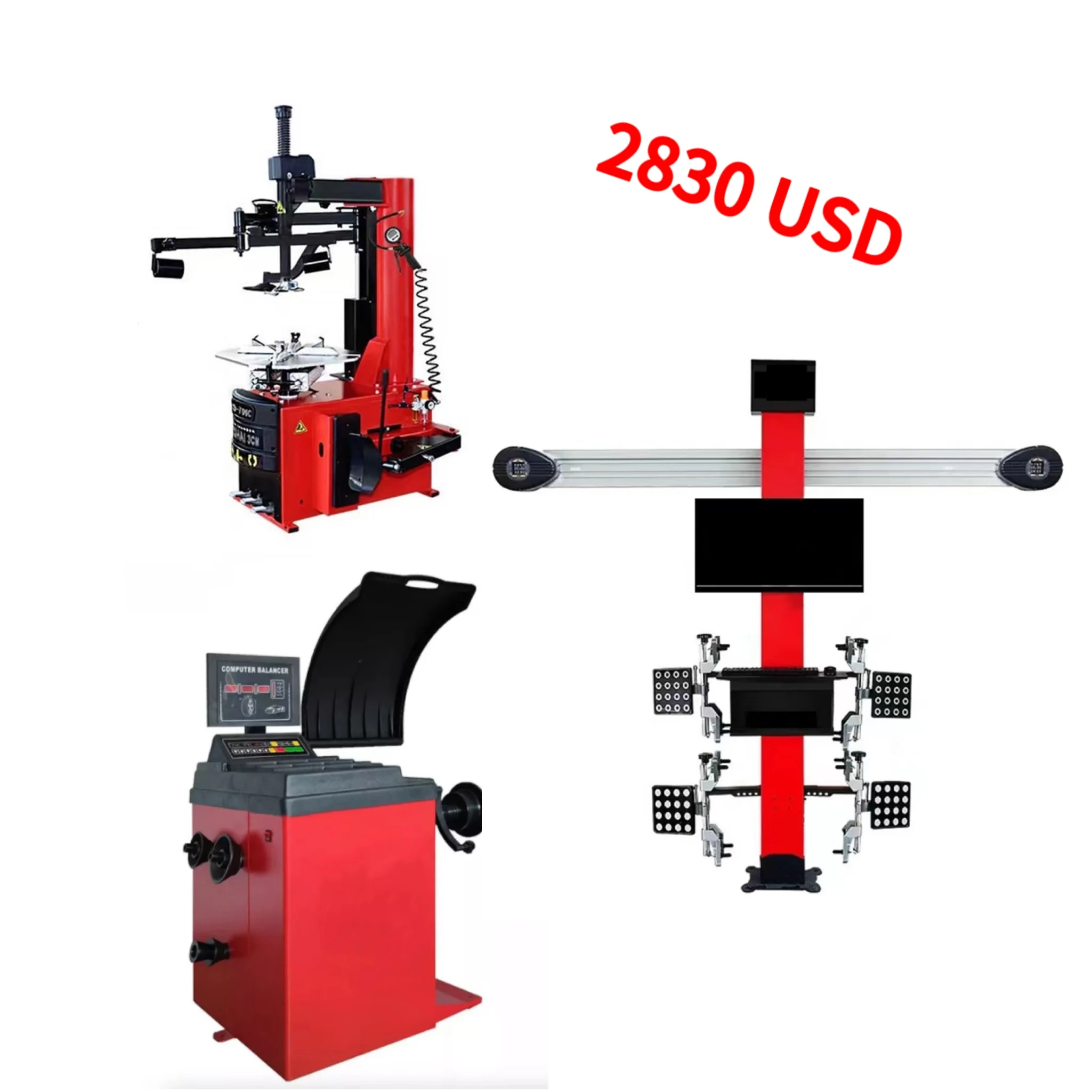 Auto Tire Shop Equipment Wheel Aligner Tire Changer Wheel Balancer for Car Lift 220v Power Supply for Automotive Garages