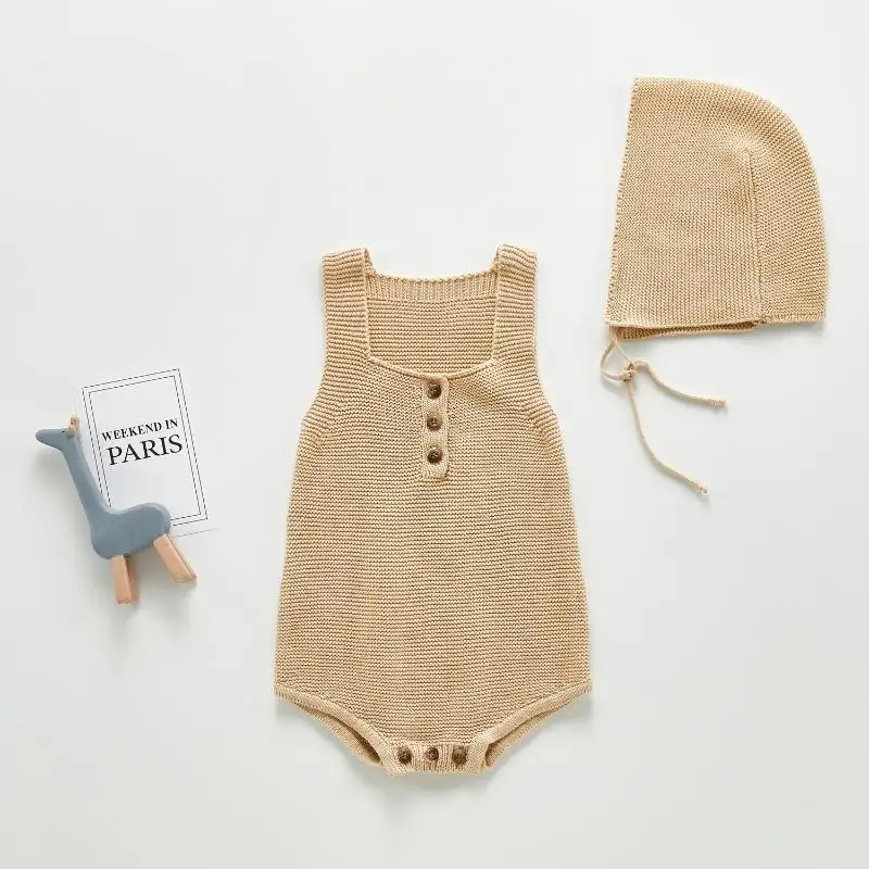 Wholesale Organic Knitted Newborn Clothing Baby Girl Romper Jumpsuit Clothes Cotton Romper