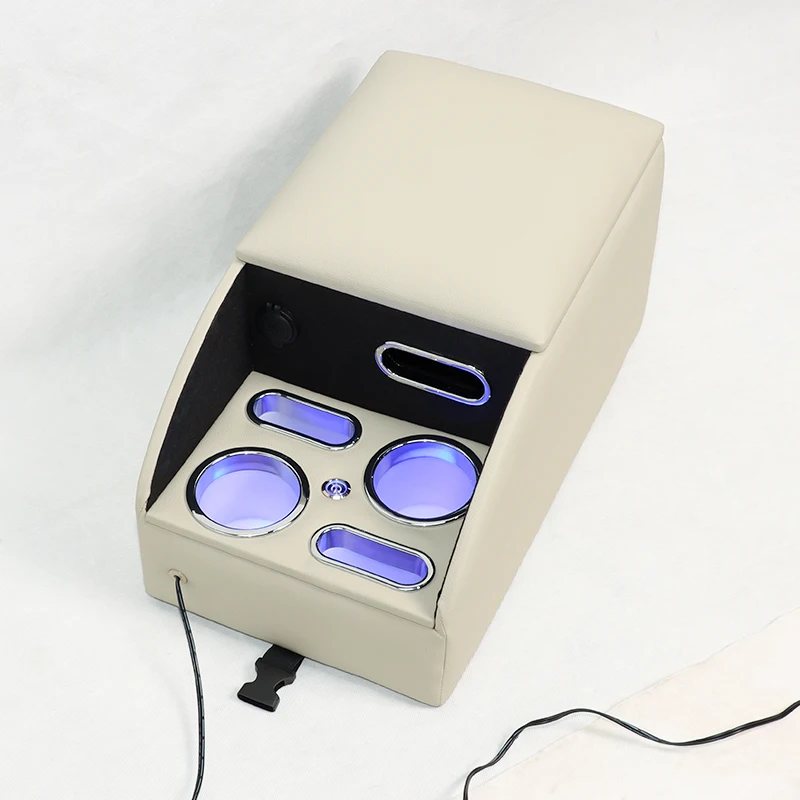 Wholesale Rear Armrest Box With Led Light Universal Back Row Mpv Peugeot Armrest Box For Toyota Cynus Suzuki