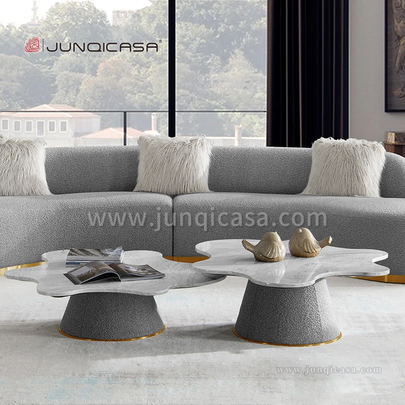 Fancy Grey Fabric Curved Sofa Modern Luxury U Shape Sofa Set Furniture With Stainless Steel Base