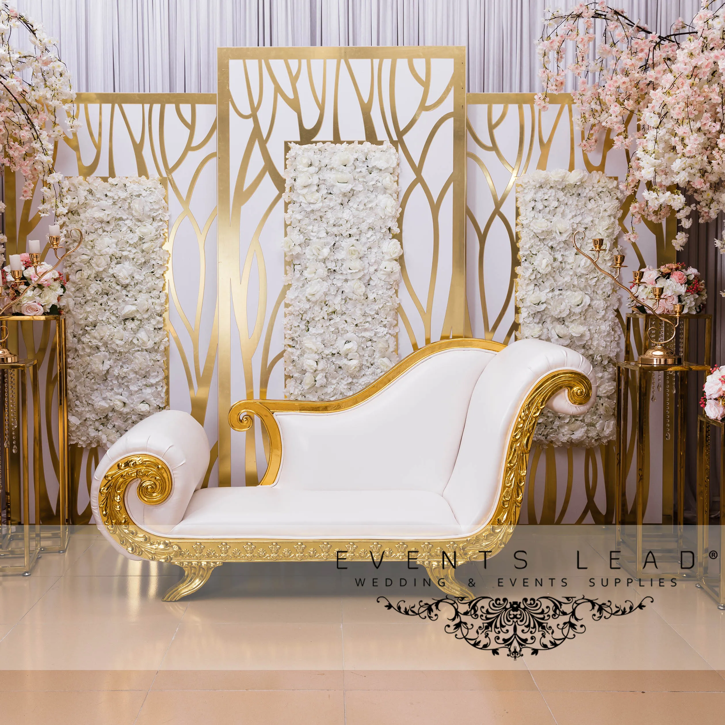 Новейший дизайн, роскошный золотой цвет для ZENOBIA, акриловый диван от свадебных торжеств, декоративные принадлежности