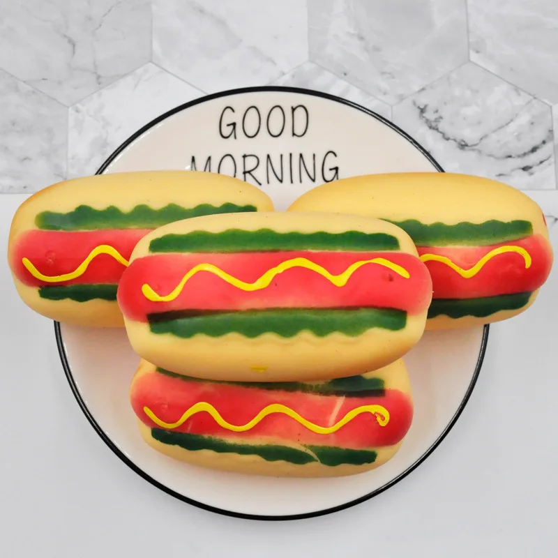 Hot Selling Promotional TPR Squeeze Slow Rising Squishy Bouncing Simulation Hot Dog Anti Stress Toy