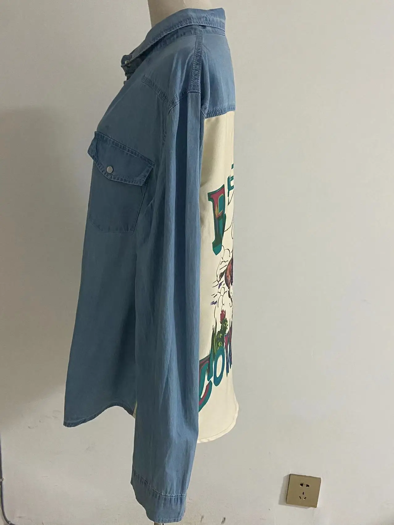 2023 New fashion women denim blouse denim dress women cowboy printing denim jacket women