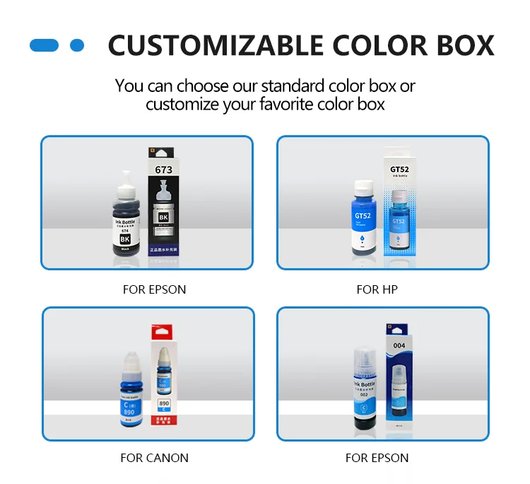 Factory Supply 002 refill ink bottle 70ml for Epson L4156/L4158/L4165/L4168/L4169/L6198 Printer 002 ink