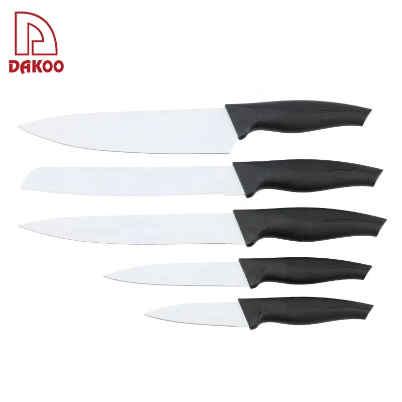 PP Handle Non-stick Coating 5pcs Kitchen Knives