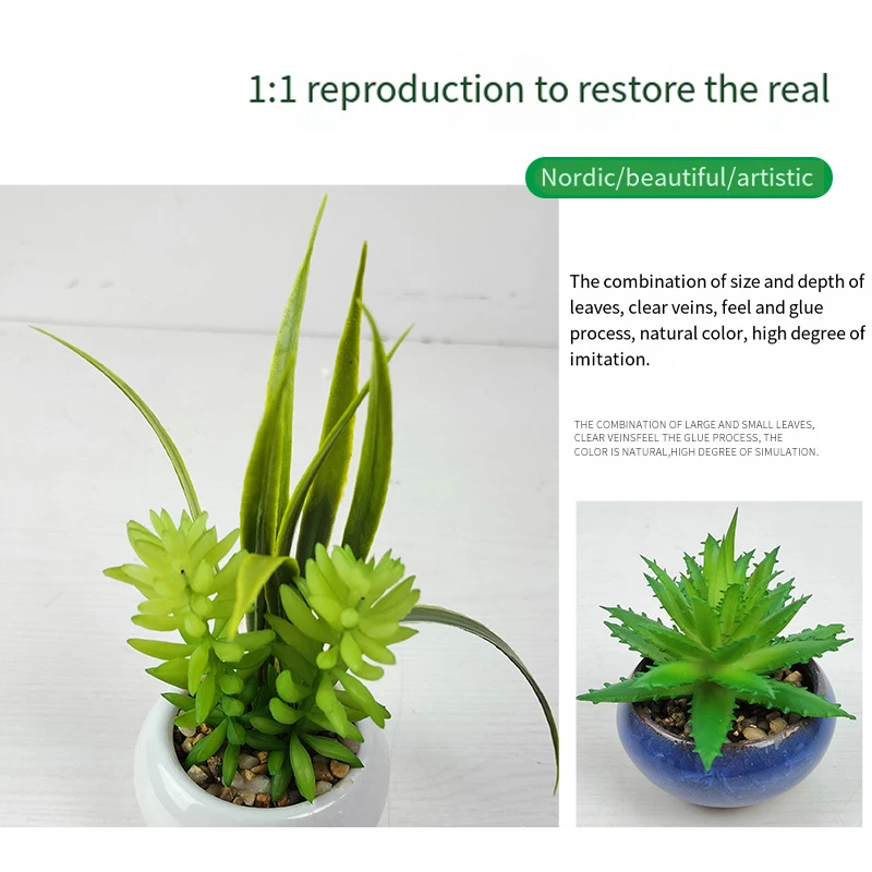 Mydays Artificial  Plastic Succulents Plant Small Mini Potted Succulents for Home Office Living Room Desk Decor