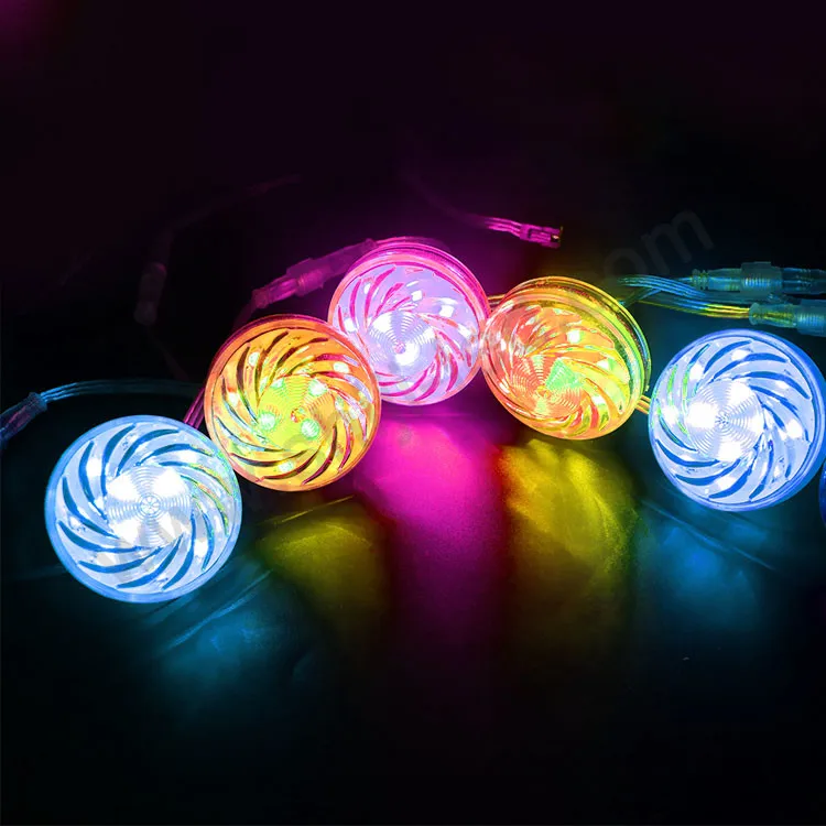 Amusement Park Light 60mm 18Leds cabochon pixel light IP68 outdoor 24V Rgb LED Point Light For Funfair Decorative