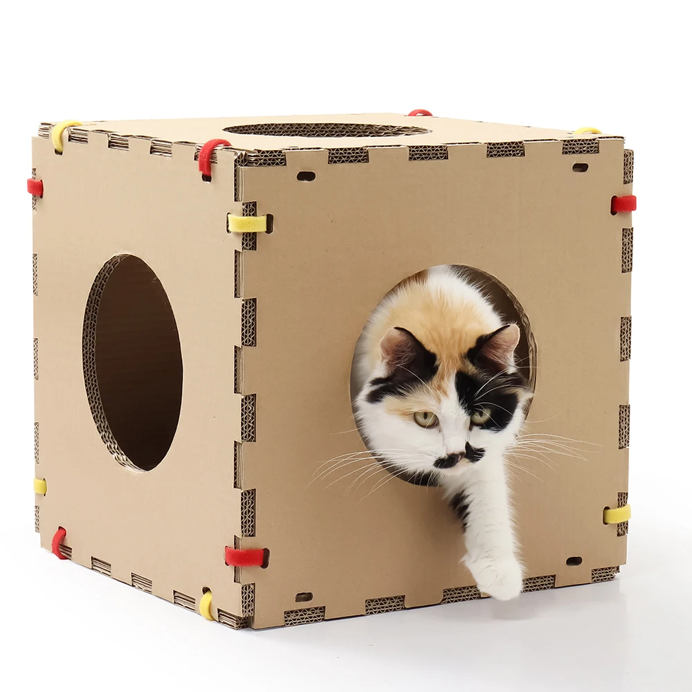 Detachable New arrival corrugated paper cat house wholesale cardboard cat house modern cat condo house