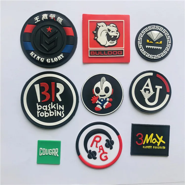 Custom 3D Logo Soft Rubber Embossed Rubber PVC Label Patches