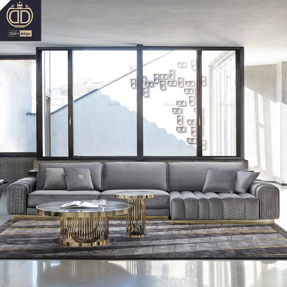 2022 hot sale dark gray living room furniture sofa set genuine leather italian luxury modern leather sofa