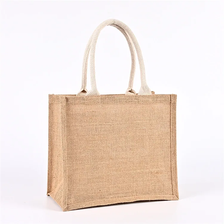 Customise Natural Large Small Cotton Linen Burlap Shopping Hemp Jute Shopper Tote Gift Bag