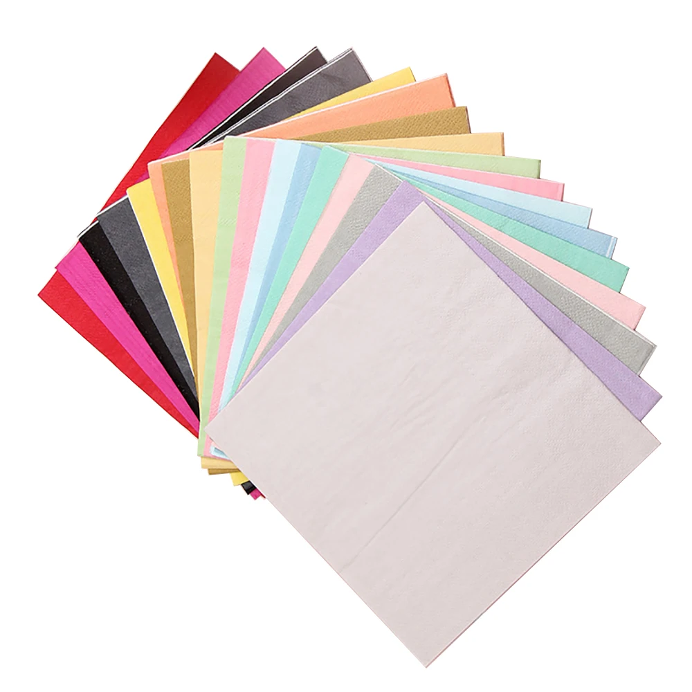 Оптовая продажа, однотонные бумажные салфетки с принтом, экологически чистые биоразлагаемые красочные бумажные салфетки