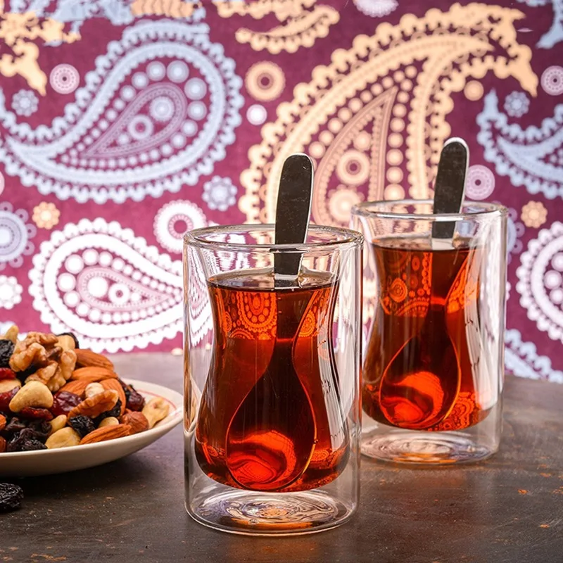 150ml Tea Coffee Cup Double Wall Insulated Borosilicate Glass Turkish Style Tea Cup