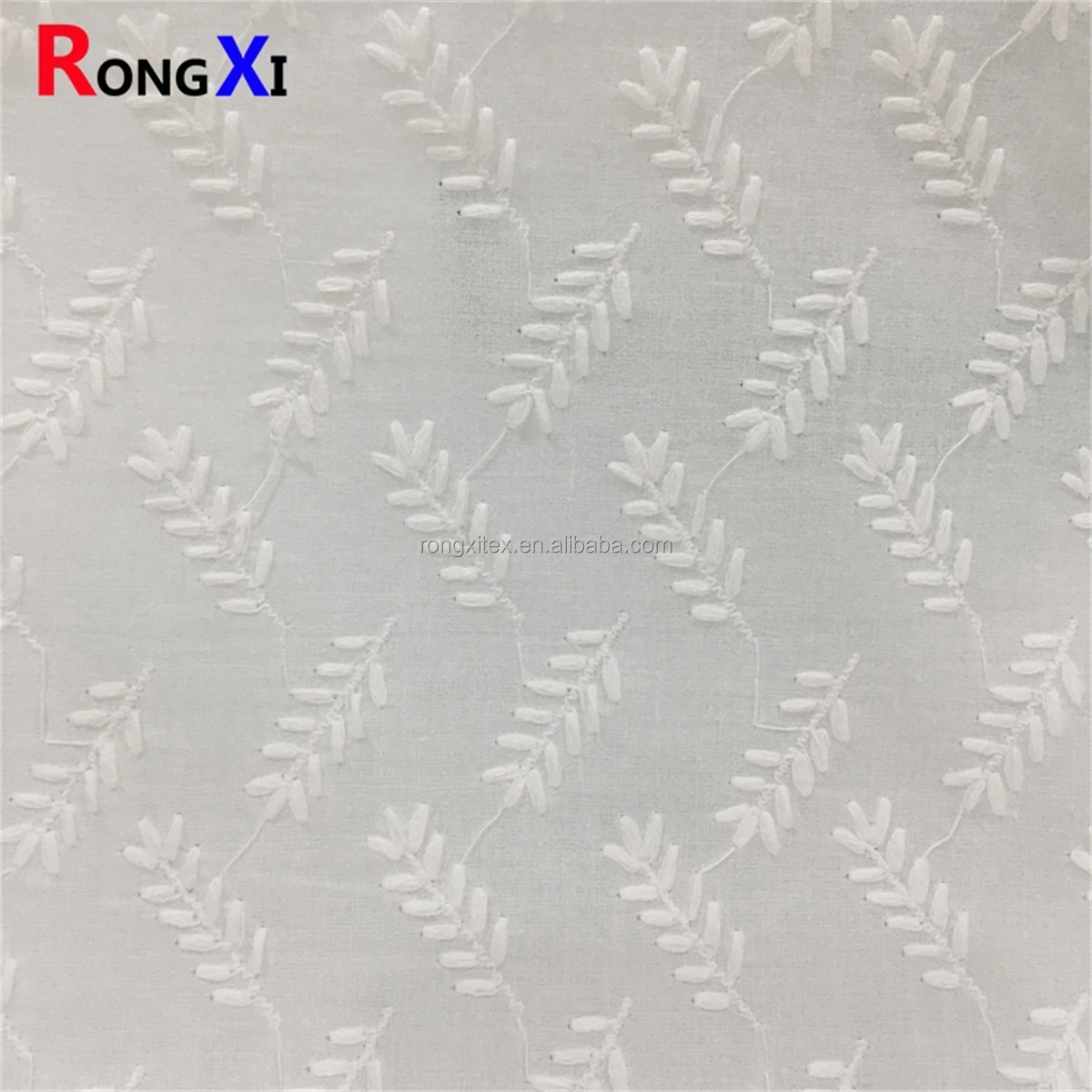Recommend Wholesale RXF2079 !00% Cotton Swiss Voile Embroidery Leaf Lace Fabric for Clothing with Cotton Embroidery