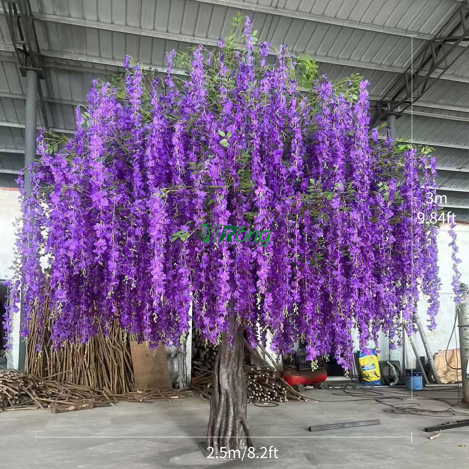 YR Source Factory Customizable Artificial Silk Wisteria Blossom Tree Faux Large Purple Flower Tree for Wedding Home Decoration