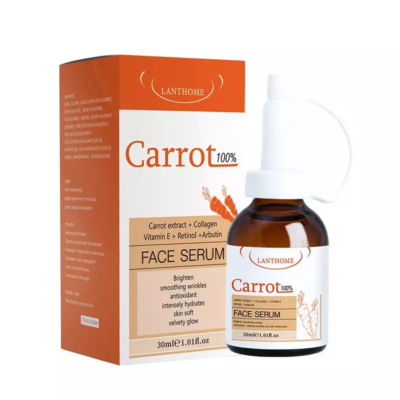 Private Label Natural Brightening Carrot Face Serum Anti Wrinkle Anti Aging Hyaluronic Acid Carrot Face Skin Care Serum