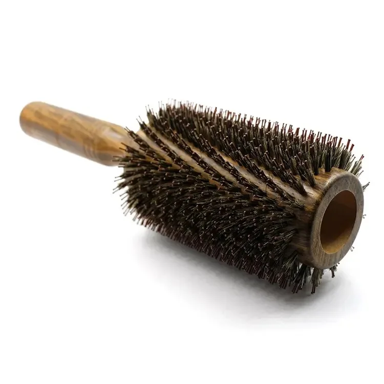 Best Anti Static Wood Boar Bristle Hair Round Brush Hairdresser Styling Tools Teasing Brush For Hair Curly Comb Hair Brush
