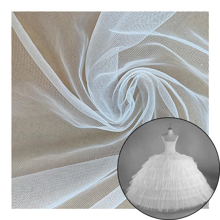 Hot Sale Embroidery Luxury Beaded Bridal Silk Tulle Lace Nylon Fabric For Wedding Dresses