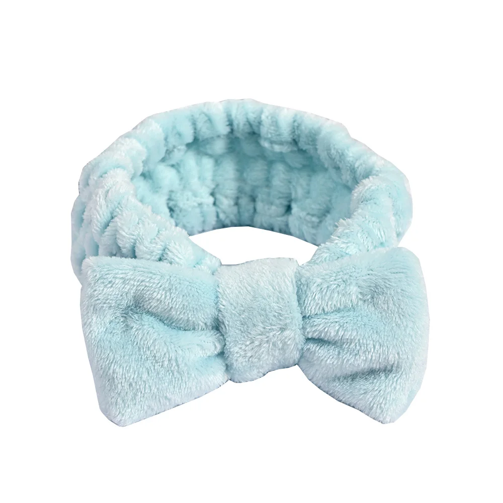 Spa Headband Bow Hair Band Women Facial Makeup Head Band for washing face Coral Fleece Bow Head Wraps for Washing Face Shower