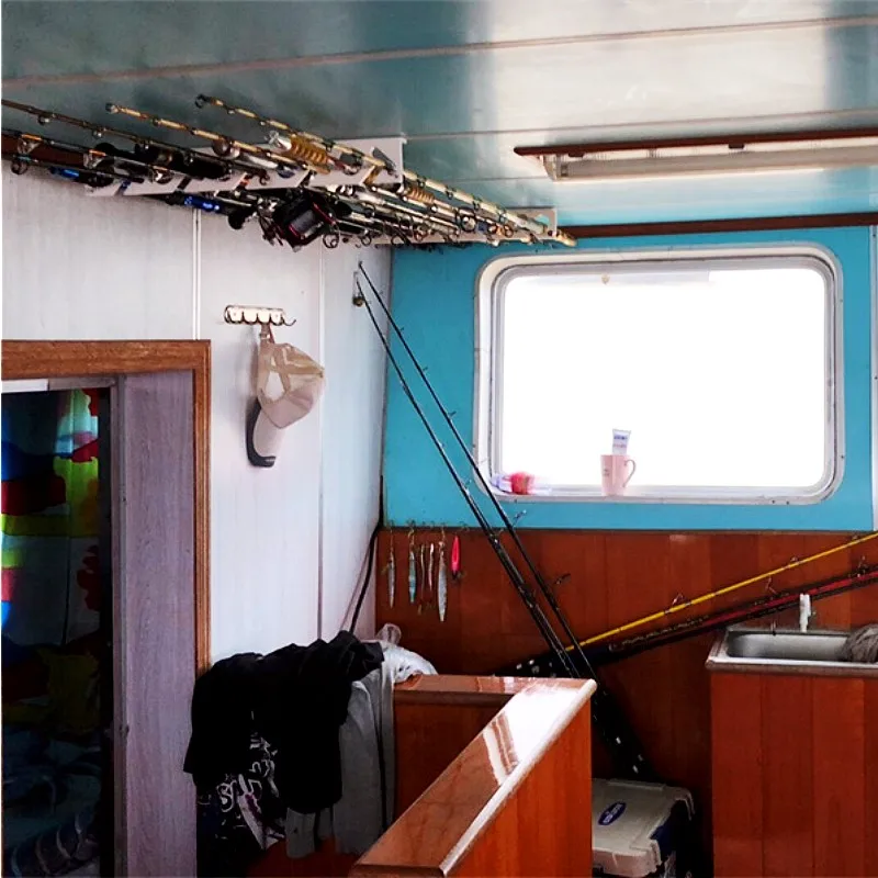 Yousya New Design ABS Fishing Rod Storage Holder Mounted Pole Rack  10 Rods Organizer Rod rest Keeper Garage Wall Ceiling