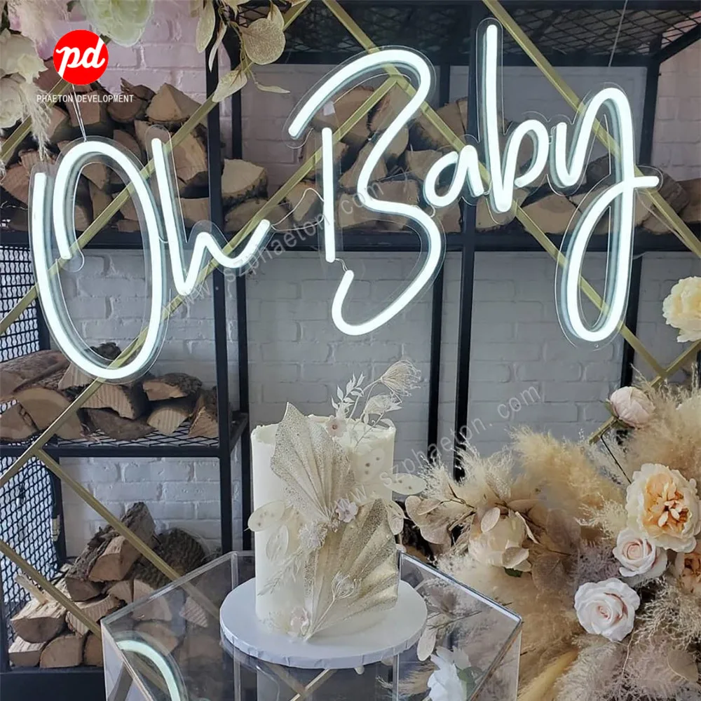 Дешевая неоновая светодиодная вывеска oh baby неоновые светодиодные вывески на заказ для украшения вечеринки/свадьбы