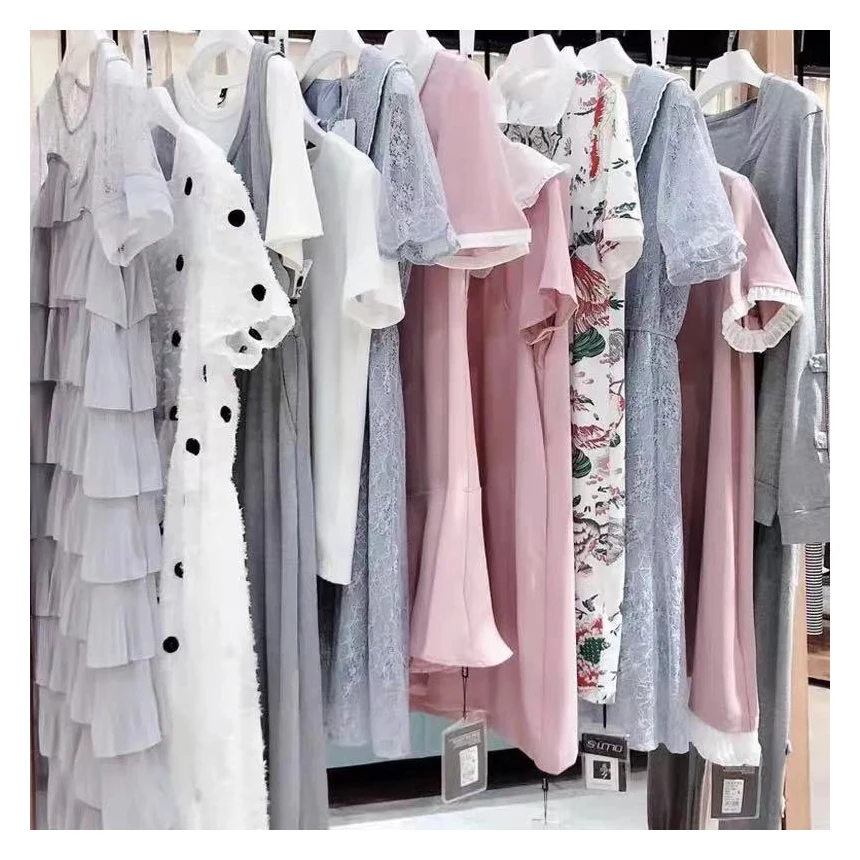 Summer mixed silk dress second hand clothes top standard used clothes half dress short dress  for indonesia