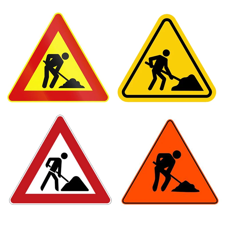 Custom Traffic Construction Warning triangle Aluminum Reflective Road Work Ahead Signs