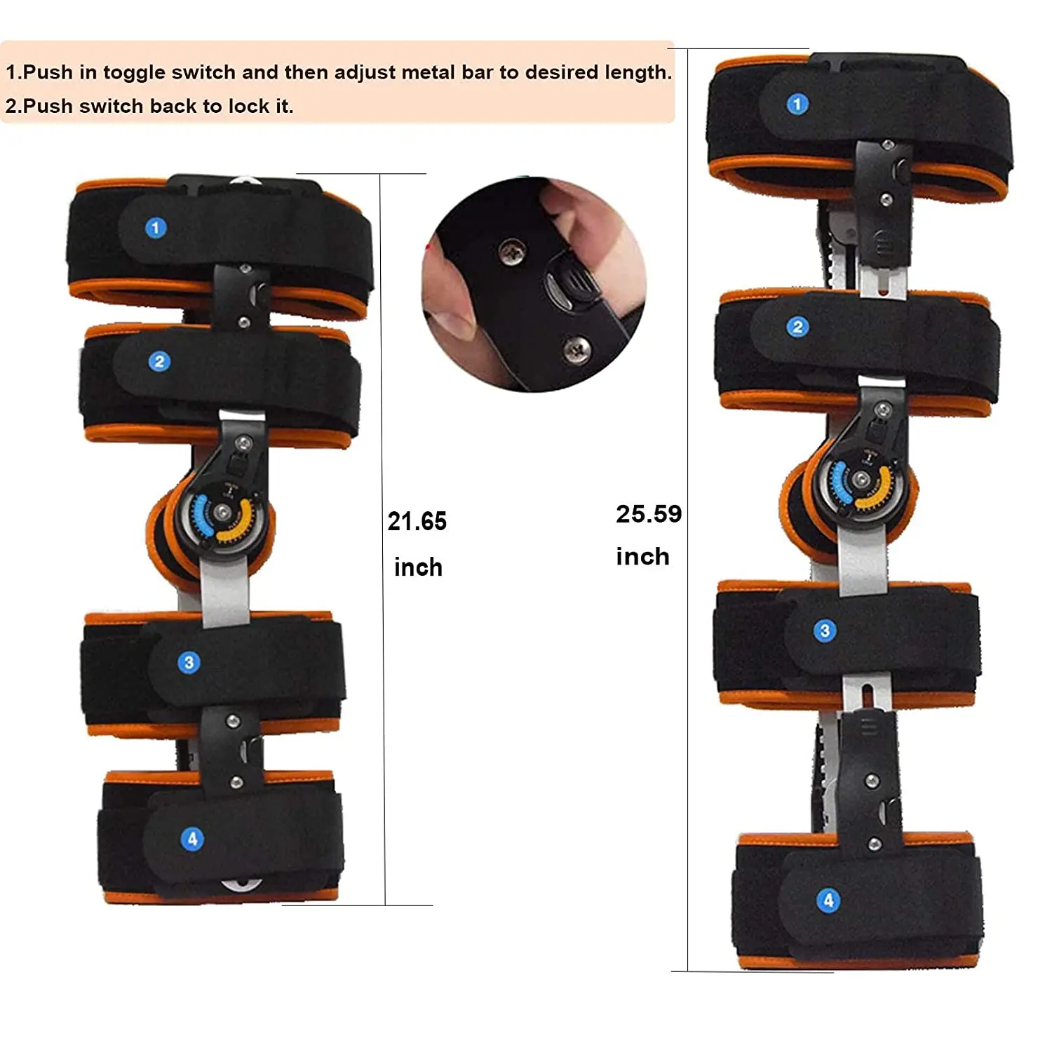 HKJD Hinged ROM Knee Brace Adjustable Knee Immobilizer Support for Arthritis, ACL, PCL, Meniscus Tear, Tendon Post OP Recovery